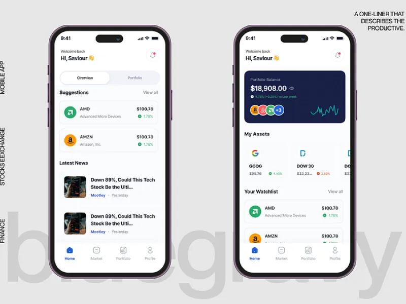 mobile mock of web app designed by Rvysion