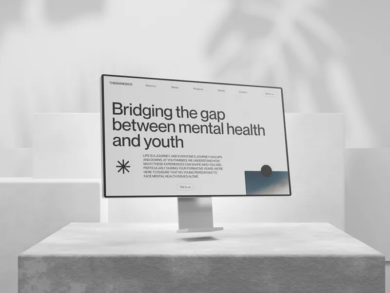 Mockup of monitor showing website designed by Rvysion