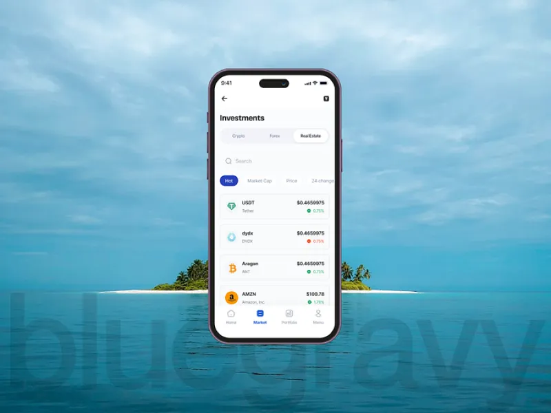 mobile mock of web app designed by Rvysion